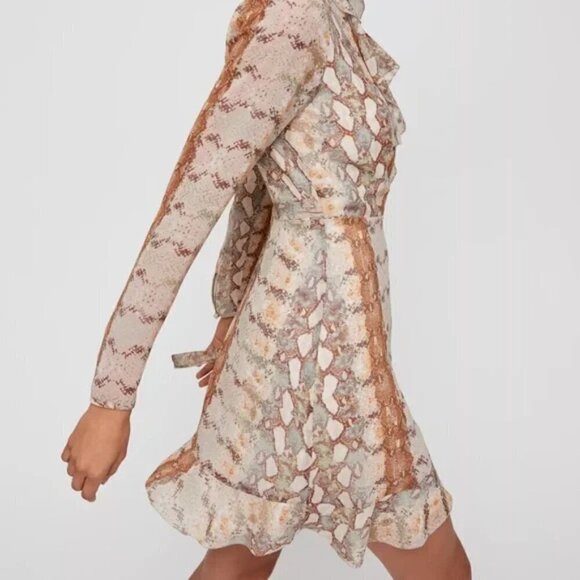 Aritzia Wilfred Louise Dress- Wrap Around Long Sleeve Ruffle Dress - Picture 2 of 12